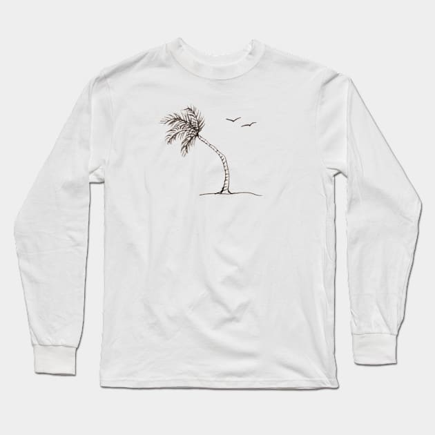 Palm Tree Sketch Long Sleeve T-Shirt by Kyarwon